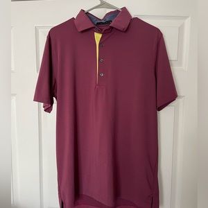 Greyson Sarnac Polo, Maroon and Gray Fine Stripe, Medium